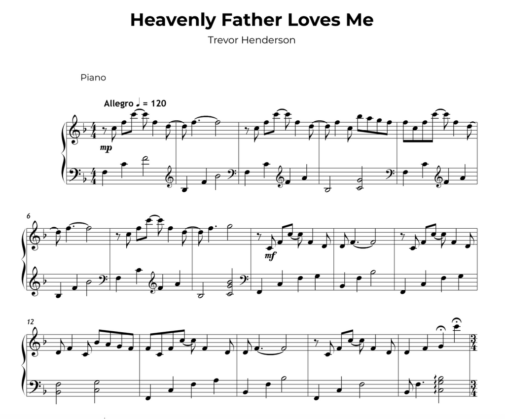 My Heavenly Father Loves Me Sheet Music (Digital PDF)