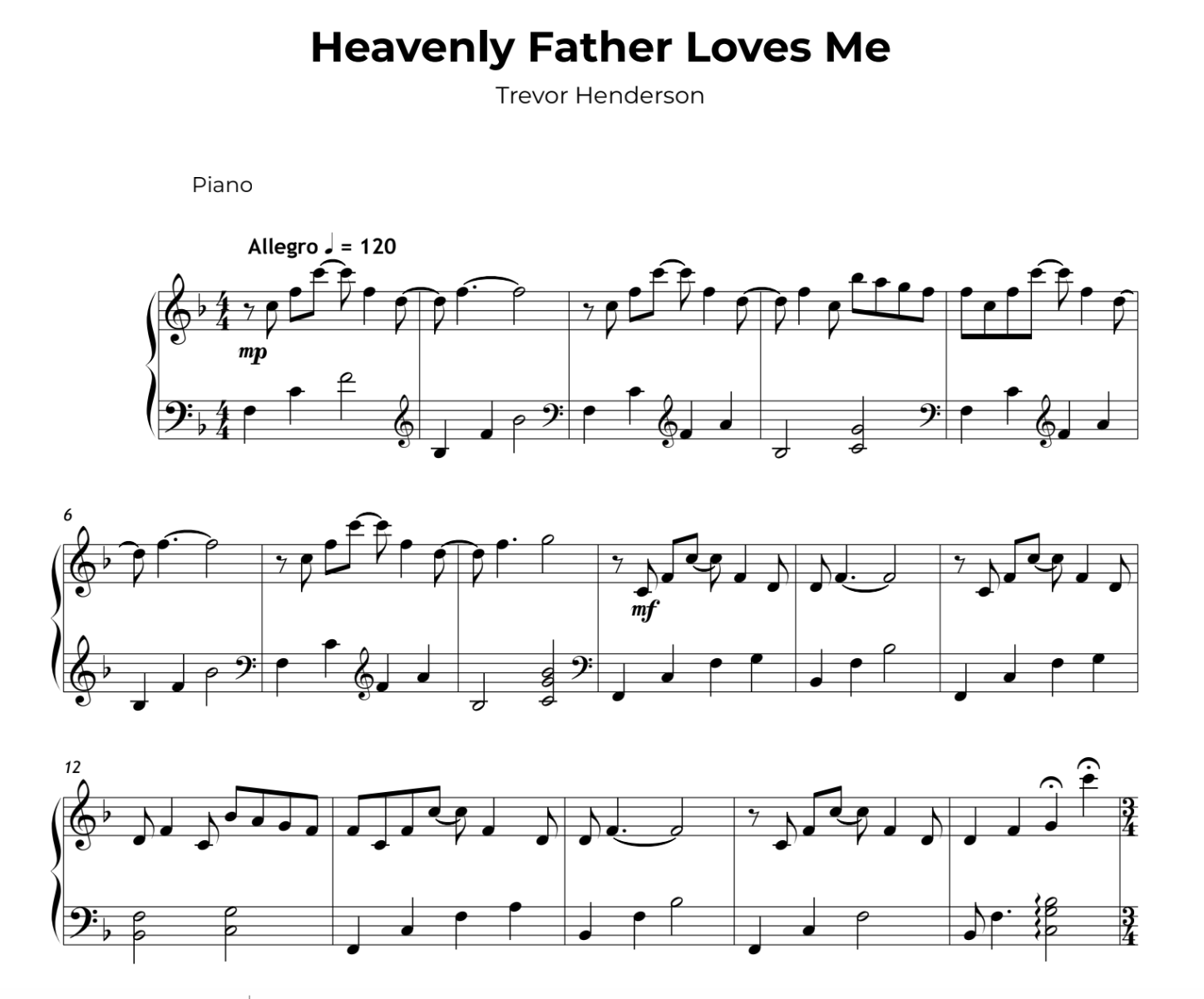 My Heavenly Father Loves Me Sheet Music (Digital PDF)