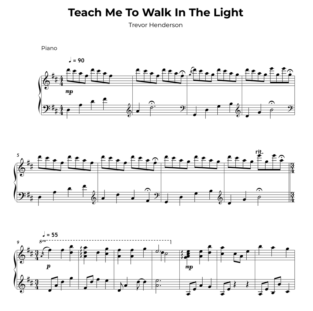 Teach Me To Walk In The Light Sheet Music (Digital PDF)