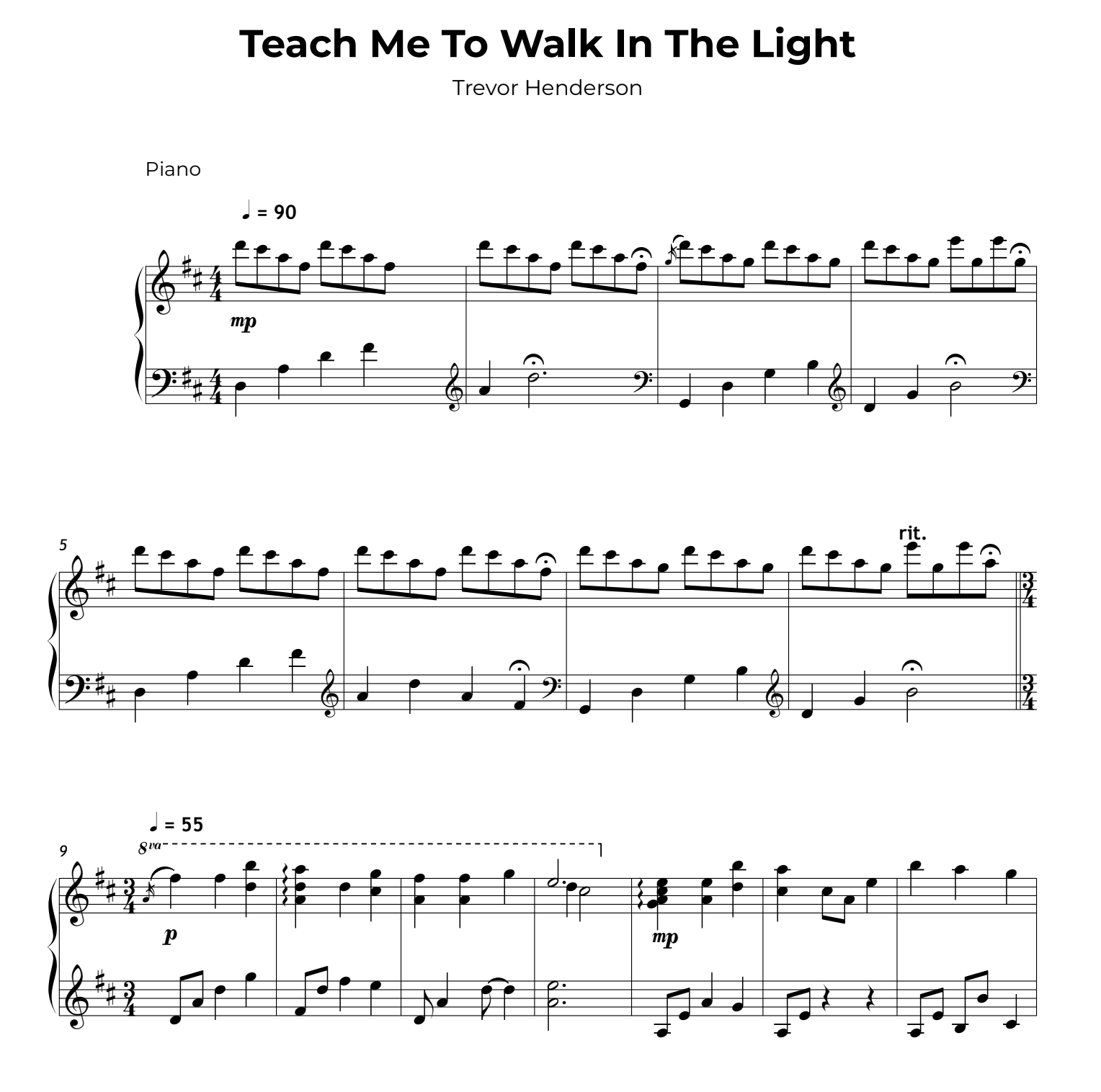 Teach Me To Walk In The Light Sheet Music (Digital PDF)