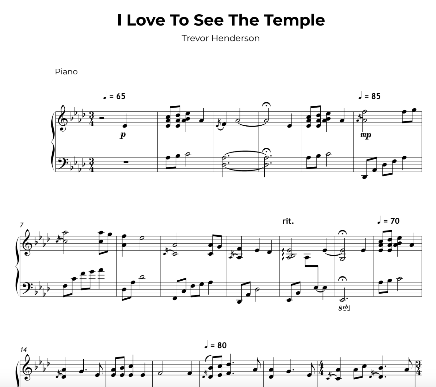 I Love To See The Temple Sheet Music (Digital PDF)