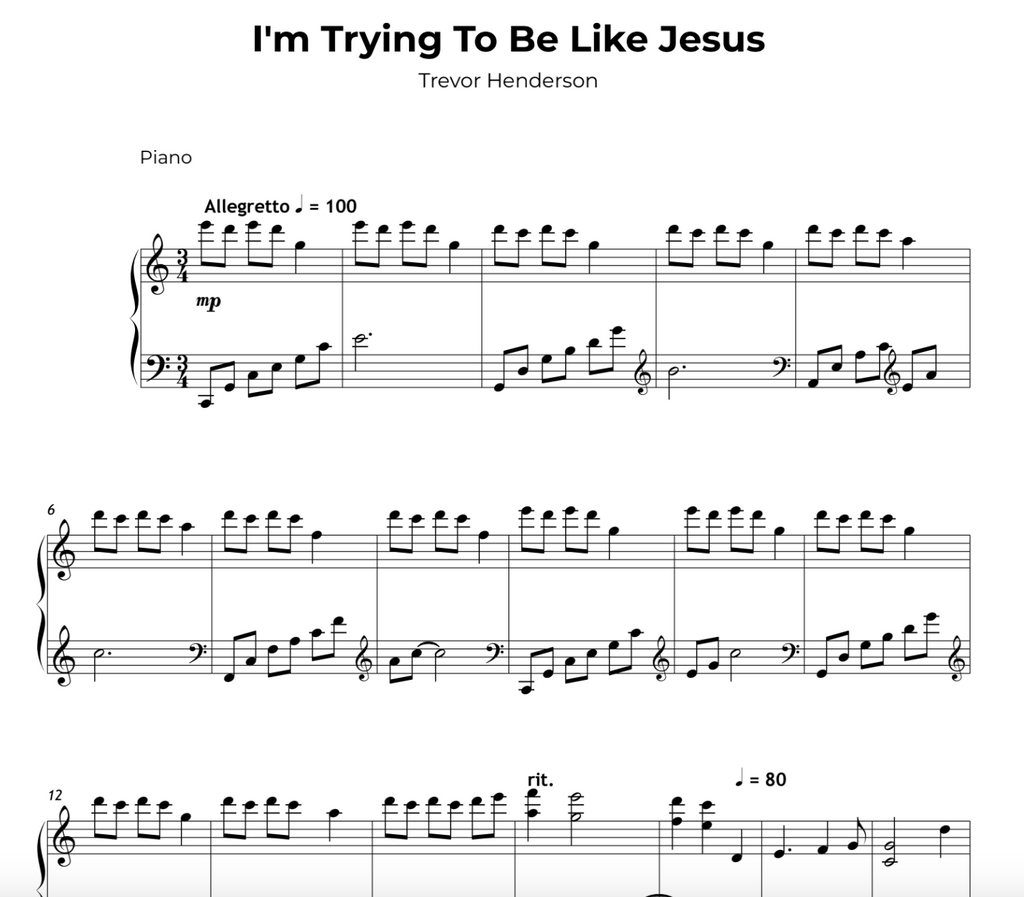 I'm Trying To Be Like Jesus Sheet Music (Digital PDF)